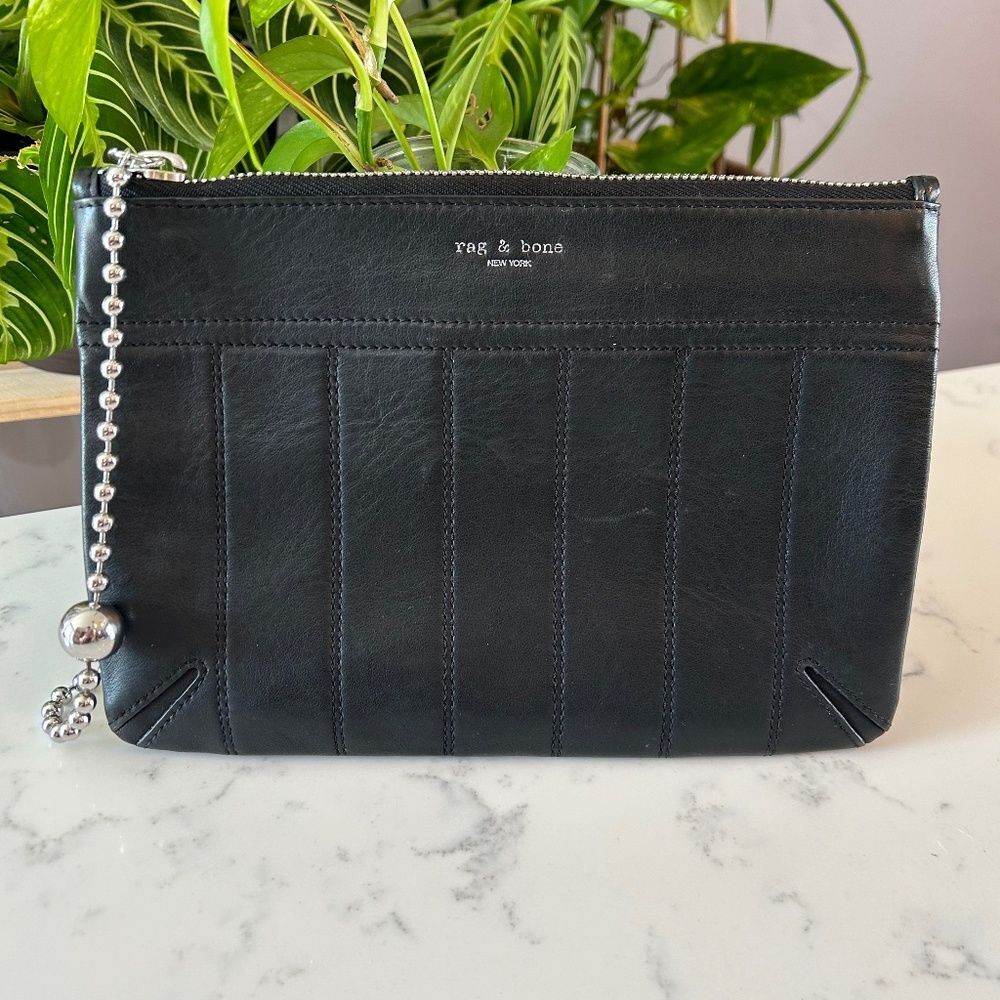 Rag & Bone Black Quilted Leather Clutch